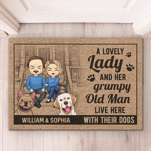 Toi, moi et les chiens - Tapis décoratif personnalisé pour couple - Cadeau pour mari, femme, propriétaires d'animaux, amoureux des animaux