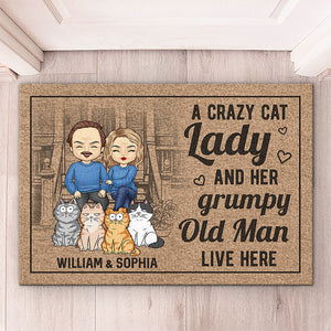 Toi, moi et les chats - Tapis décoratif personnalisé pour couple - Cadeau pour mari, femme, propriétaires d'animaux, amoureux des animaux