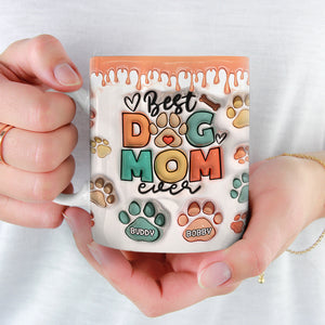Meilleur papa et maman chien de tous les temps ! Mug personnalisé avec effet gonflable 3D pour chien et chat ! Cadeau de Noël pour les propriétaires et les amoureux des animaux.
