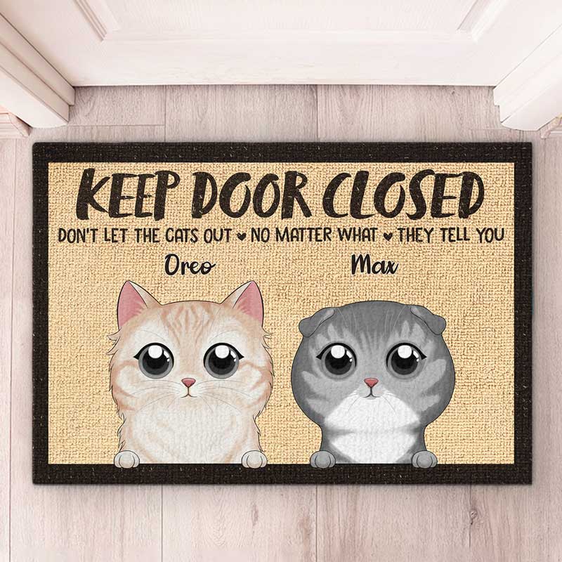 Ne laissez pas sortir mes petits animaux à fourrure ! Tapis décoratif personnalisé pour chat ! Cadeau pour les propriétaires et les amoureux des animaux.