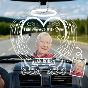 Photo personnalisée « Toujours dans mon esprit » – Ornement de voiture personnalisé commémoratif – Forme personnalisée en acrylique – Cadeau de condoléances pour les membres de la famille