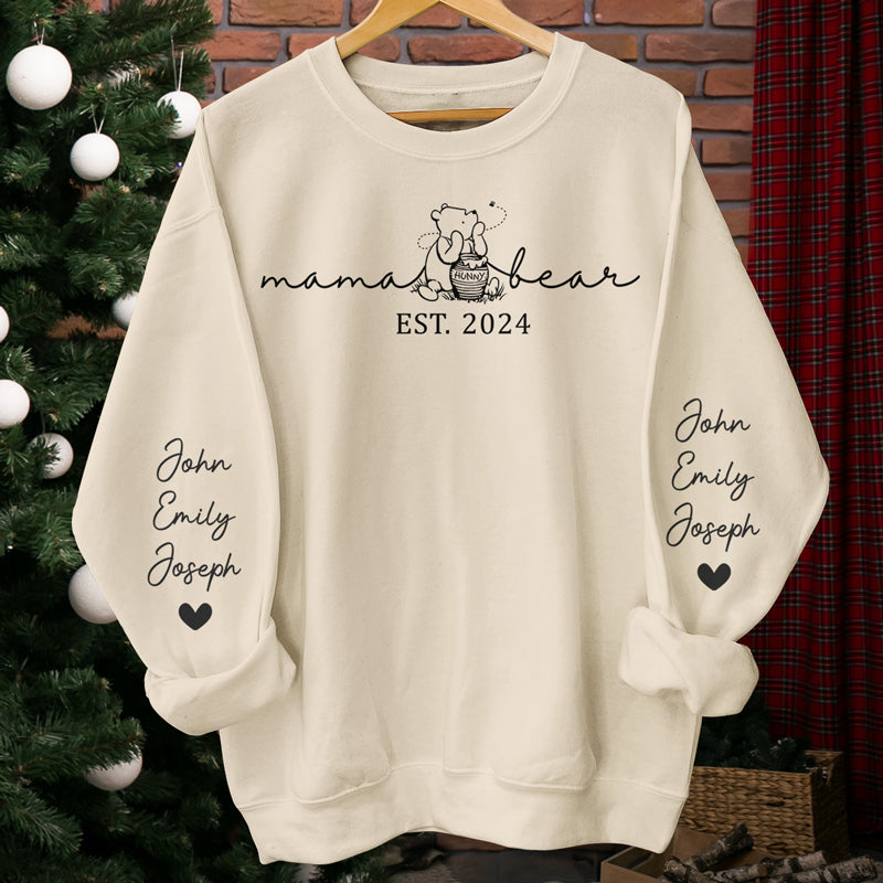 Ils m'appellent Mama Bear - Sweat-shirt unisexe personnalisé avec motif sur la manche - Fête des Mères, cadeau pour maman, grand-mère
