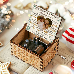 Boîte à musique personnalisée avec photo « You Are My Missing Piece » (9,4 cm) pour couple, cadeau d'anniversaire ou de mariage