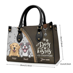Les bisous de chien réparent tout - Sac à main en cuir personnalisé pour chien - Cadeau pour propriétaires et amoureux des animaux