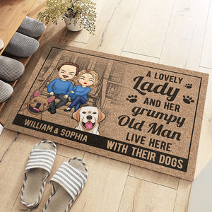 Toi, moi et les chiens - Tapis décoratif personnalisé pour couple - Cadeau pour mari, femme, propriétaires d'animaux, amoureux des animaux
