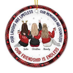 Nos rires sont sans limites - Ornement personnalisé Bestie personnalisé - Forme ronde en céramique - Cadeau de Noël pour meilleures amies, BFF, sœurs