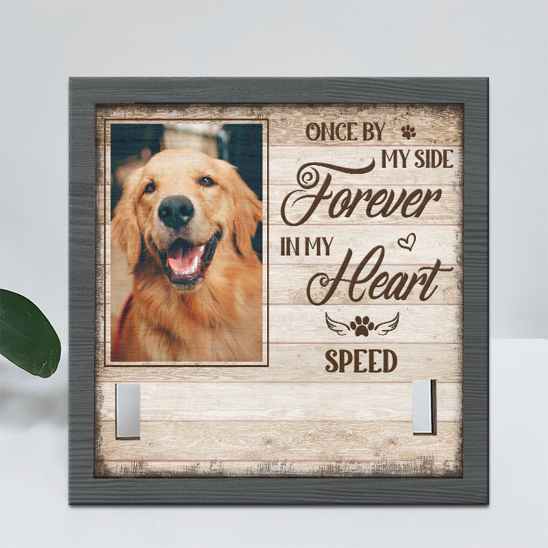 Photo personnalisée « Pour toujours dans mon cœur » – Plaque commémorative personnalisée pour la perte d'un animal de compagnie, cadre pour collier – Cadeau de condoléances, Cadeau pour les propriétaires d'animaux, les amoureux des animaux