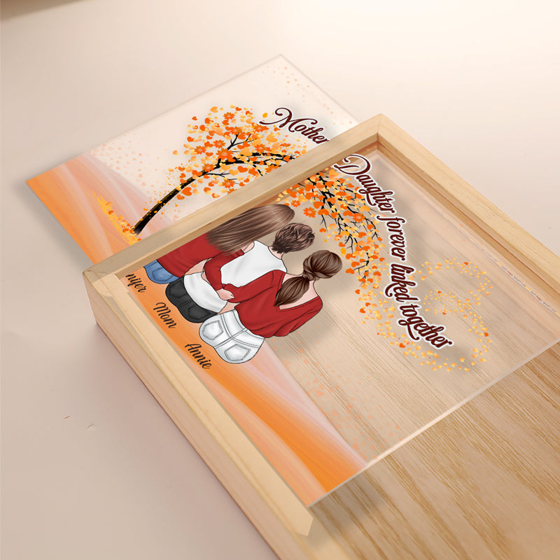 Mère et filles, notre amour ne connaît pas de distance - Cadre lumineux personnalisé pour la famille - Cadeau d'anniversaire pour maman