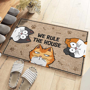 Tapis décoratif personnalisé « We Rule The House » pour chat - Cadeau pour les propriétaires et les amoureux des animaux