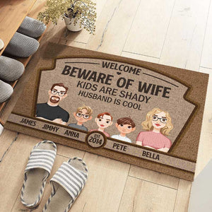 Bienvenue en famille, les enfants sont louches ! Tapis décoratif personnalisé pour la maison ! Cadeau pour les membres de la famille