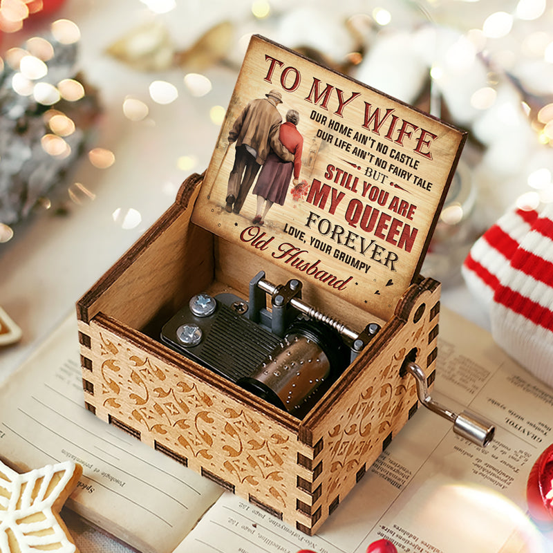 Boîte à musique pour couple « Notre maison n'est pas un château, mais tu es toujours ma reine pour toujours » (3,7 po) – Cadeau pour mari et femme, anniversaire