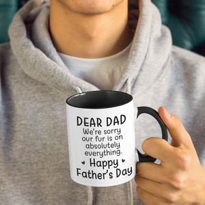 Désolé, notre fourrure est partout - Mug personnalisé avec accents pour chat - Fête des pères, cadeau pour les propriétaires d'animaux et les amoureux des animaux