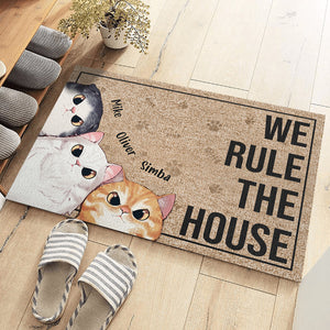 Les chats règnent sur la maison - Tapis décoratif personnalisé pour chat - Cadeau pour les propriétaires et les amoureux des animaux