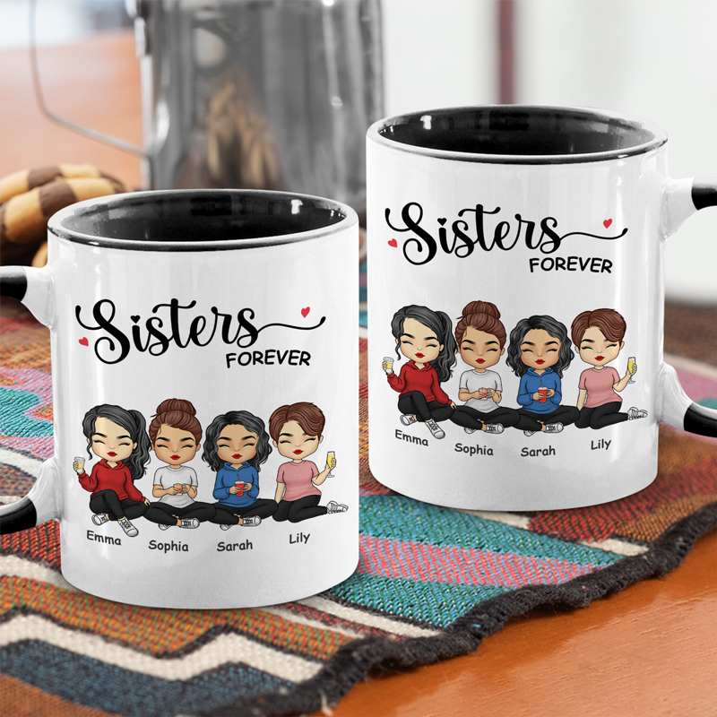 Always Sisters - Mug personnalisé avec accents - Cadeau pour meilleures amies, meilleures amies, sœurs