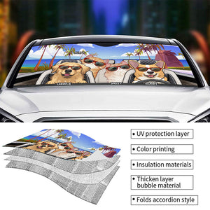 Let's Go My Stupid Heart - Pare-soleil personnalisé pour pare-brise de voiture, protection de fenêtre de voiture - Cadeau pour propriétaires d'animaux et amoureux des animaux