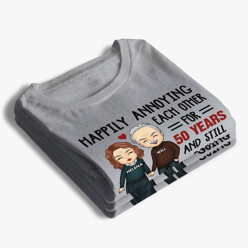 Heureux de s'agacer mutuellement - T-shirt, sweat à capuche et sweat-shirt unisexe personnalisé pour couple - Cadeau pour mari et femme, anniversaire