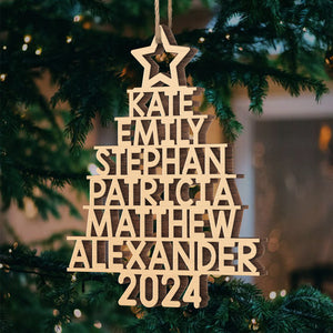 Family Christmas Tree - Family Personalized Custom Ornament - Wood Custom Shaped - Christmas Gift For Family Members