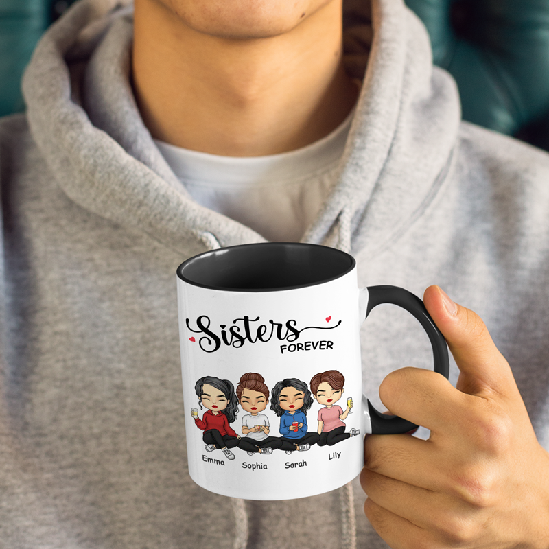 Always Sisters - Mug personnalisé avec accents - Cadeau pour meilleures amies, meilleures amies, sœurs