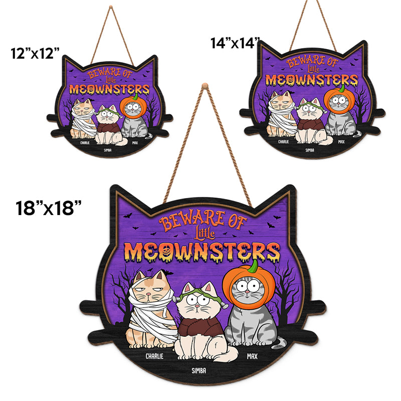 Attention aux petits miaoussards mignons ! Panneau en bois personnalisé en forme de chat, décoration d'intérieur ! Cadeau d'Halloween pour les propriétaires et les amoureux des animaux.