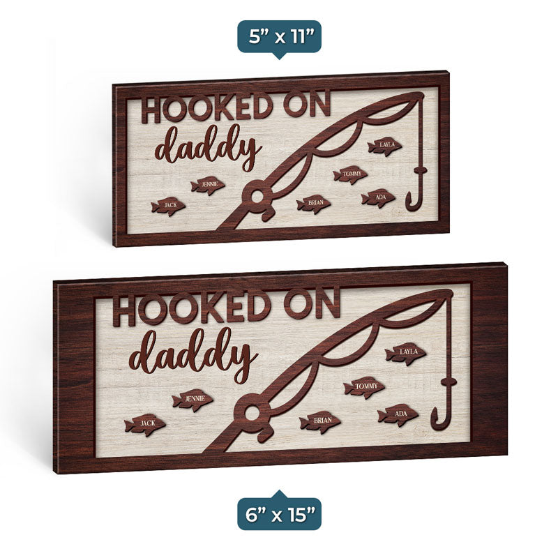 Accro à Papa - Panneau rectangulaire personnalisé en bois pour décoration d'intérieur - Cadeau de pendaison de crémaillère pour papa et grand-père