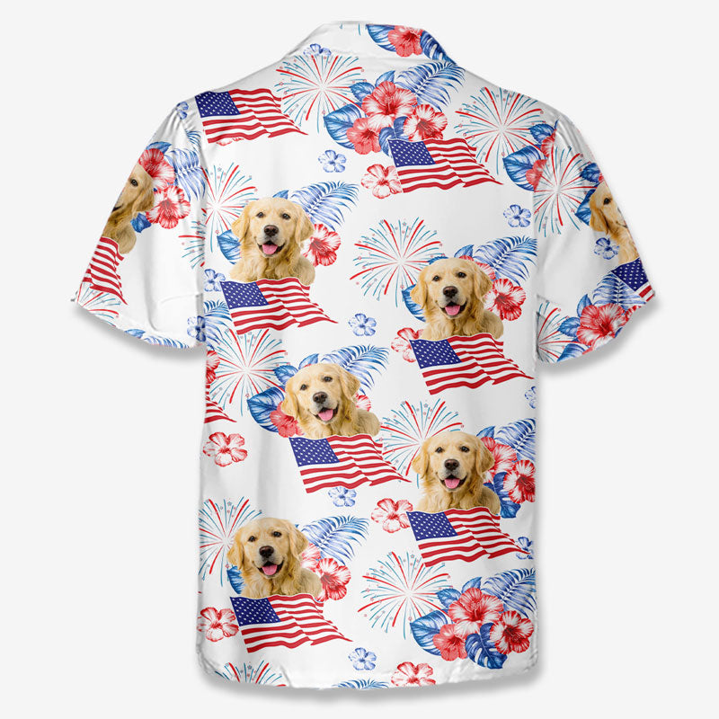 T-shirt hawaïen patriotique unisexe personnalisé pour chien et chat, motif tropical, idéal pour les vacances d'été, pour les propriétaires d'animaux et les amoureux des animaux.