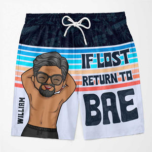 Si vous êtes perdu, retournez voir votre chéri ! Short de plage hawaïen personnalisé et humoristique pour couple ! Cadeau de vacances d'été, cadeau d'anniversaire pour mari et femme