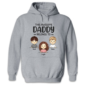 Ce papa génial appartient aux enfants - T-shirt, sweat à capuche et sweat-shirt unisexe personnalisé pour la famille - Cadeau pour les membres de la famille