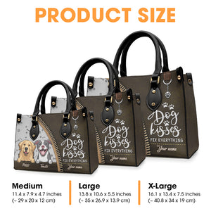 Les bisous de chien réparent tout - Sac à main en cuir personnalisé pour chien - Cadeau pour propriétaires et amoureux des animaux