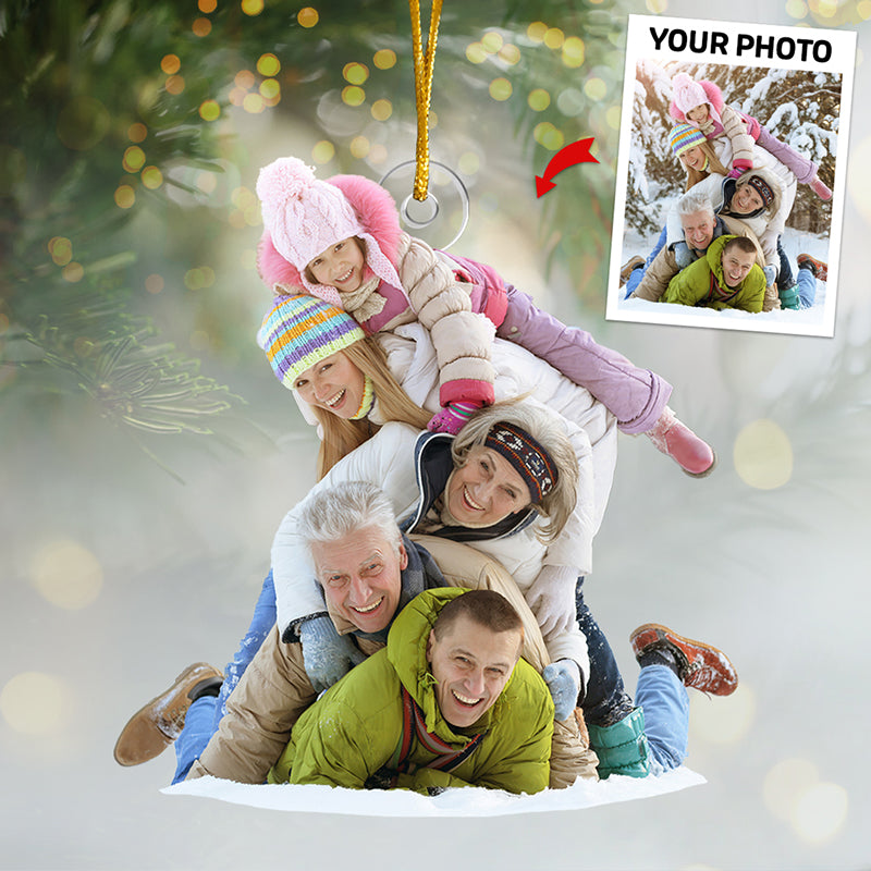 Décorations photo personnalisées à télécharger - Rires et amour - Décoration personnalisée pour la famille - Forme personnalisée en acrylique - Cadeau de Noël pour les membres de la famille