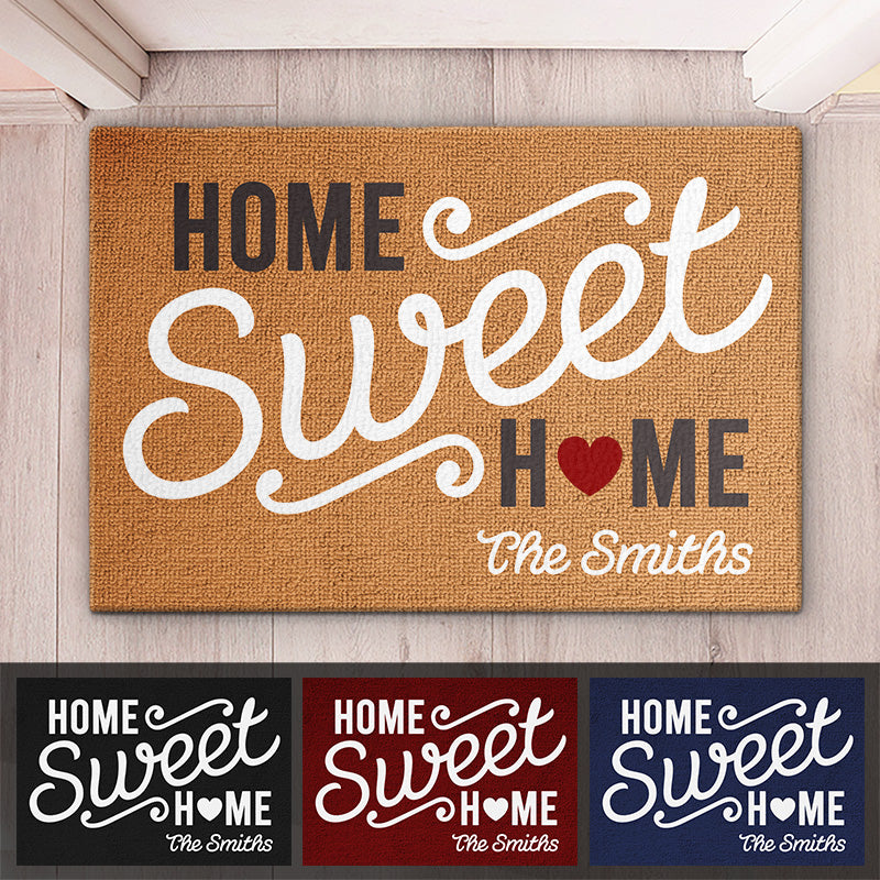 Home Sweet Home - Tapis décoratif personnalisé pour la maison - Cadeau de pendaison de crémaillère pour les membres de la famille