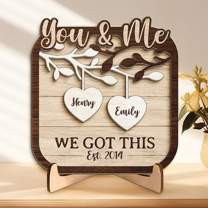 La meilleure chose à propos de moi, c'est toi - Plaque en bois personnalisée à 2 couches avec support pour couple - Cadeau de pendaison de crémaillère pour mari et femme, anniversaire