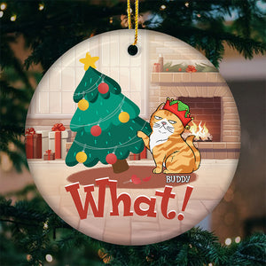 Oh sapin de Noël, vos décorations appartiennent à l'histoire - Ornement personnalisé en forme de chat - Forme ronde en céramique - Cadeau de Noël pour les propriétaires d'animaux et les amoureux des animaux