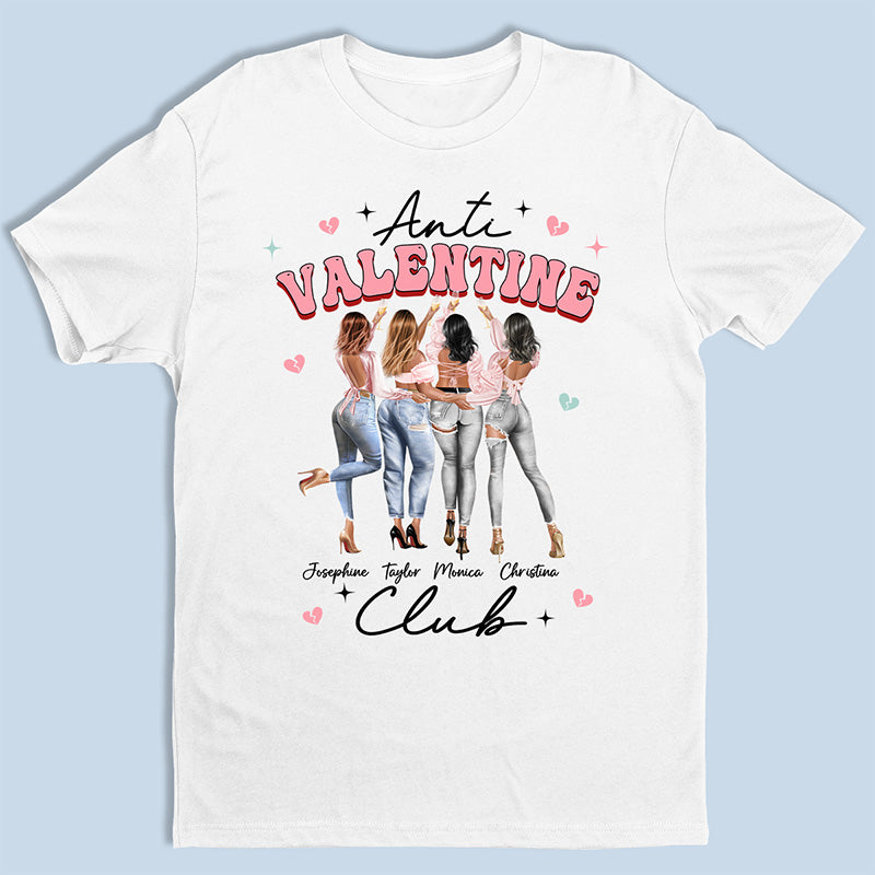 Anti Valentine Club - T-shirt, sweat à capuche et sweat-shirt unisexe personnalisé Bestie - Cadeau de Saint-Valentin pour meilleures amies, meilleures amies, sœurs