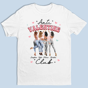 Anti Valentine Club - T-shirt, sweat à capuche et sweat-shirt unisexe personnalisé Bestie - Cadeau de Saint-Valentin pour meilleures amies, meilleures amies, sœurs