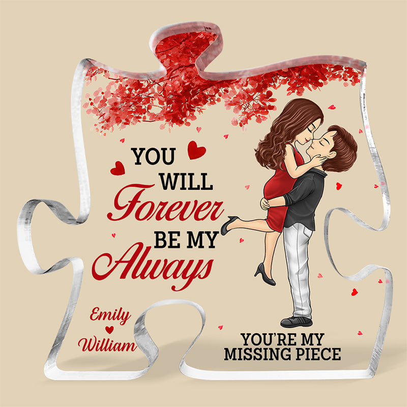 De notre premier baiser jusqu'à notre dernier souffle - Plaque acrylique personnalisée en forme de puzzle pour couple - Cadeau de Noël pour mari et femme, anniversaire