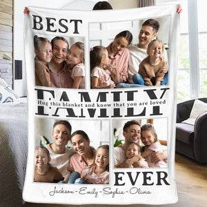 Couverture personnalisée avec photo de la meilleure famille de tous les temps - Cadeau pour les membres de la famille