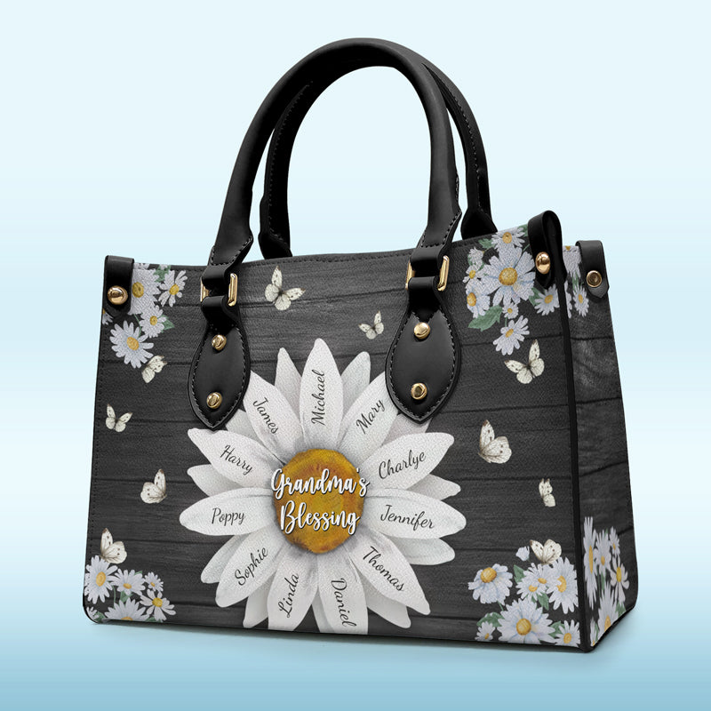 Bénédiction de grand-mère - Sac à main en cuir personnalisé pour la famille - Cadeau d'anniversaire pour grand-mère
