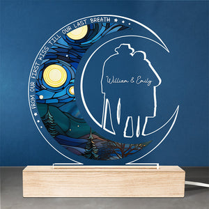 Je t'aimerai jusqu'à mon dernier souffle - Lampe LED 3D personnalisée en forme de couple - Cadeau pour mari et femme, anniversaire