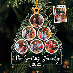 Photo personnalisée « Home Sweet Home » - Ornement personnalisé familial - Forme personnalisée en acrylique - Cadeau de Noël pour les membres de la famille