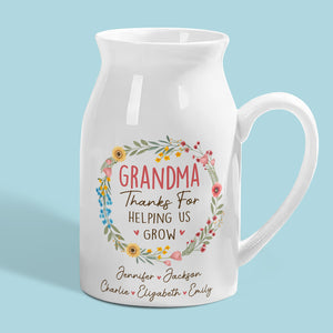 Merci de nous aider à grandir ! Vase à fleurs personnalisé pour la décoration intérieure de votre famille ! Cadeau de pendaison de crémaillère pour grand-mère et maman.