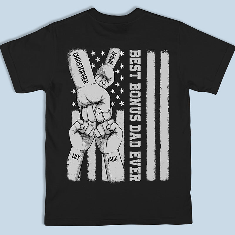 Tu es le meilleur papa bonus de tous les temps - T-shirt, sweat à capuche, sweat-shirt unisexe personnalisé imprimé au dos - Cadeau de fête des pères, d'anniversaire pour grand-père