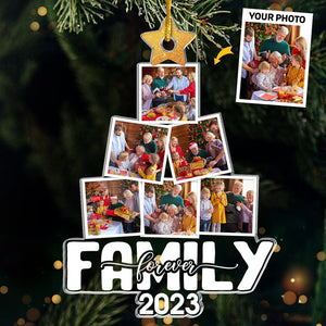 Custom Photo Our Happy Tree - Family Personalized Custom Ornament - Acrylic Custom Shaped - Christmas Gift For Family Members