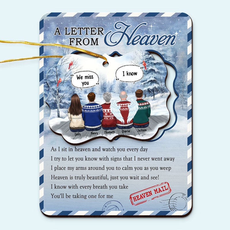 Heaven Mail - Carte commémorative personnalisée en bois avec ornement amovible - Cadeau de Noël, cadeau de condoléances pour les membres de la famille