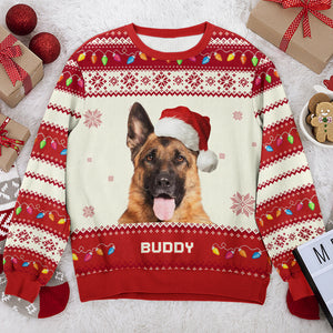 Sweat-shirt personnalisé avec photo de votre animal de compagnie - Cadeau de Noël pour les propriétaires et les amoureux des animaux