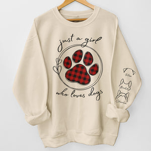 Juste une fille qui aime les animaux - Sweat-shirt unisexe personnalisé pour chien et chat avec motif sur la manche - Cadeau pour les propriétaires et les amoureux des animaux