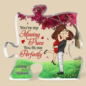 Tu me complète et fais de moi une meilleure personne - Plaque acrylique personnalisée en forme de puzzle pour couple - Cadeau de Noël pour mari et femme, anniversaire