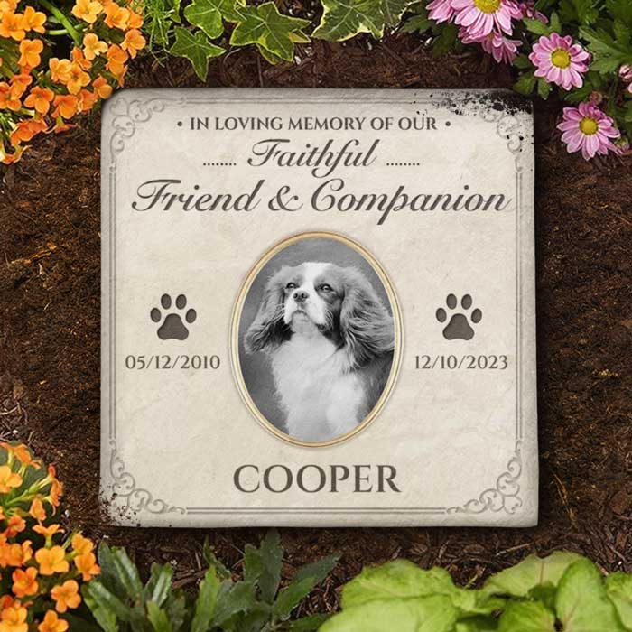 Photo personnalisée de notre compagnon reconnaissant - Pierre commémorative personnalisée - Cadeau de condoléances, cadeau pour propriétaire d'animal de compagnie, amoureux des animaux