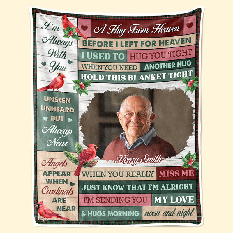 Couverture personnalisée avec photo « J'ai un ange au paradis » - Cadeau de Noël, souvenir de condoléances pour les proches