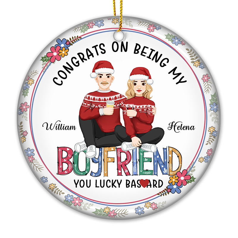 Tu es mon souhait de Noël - Ornement personnalisé pour couple - Forme ronde en céramique - Cadeau de Noël pour mari et femme, anniversaire