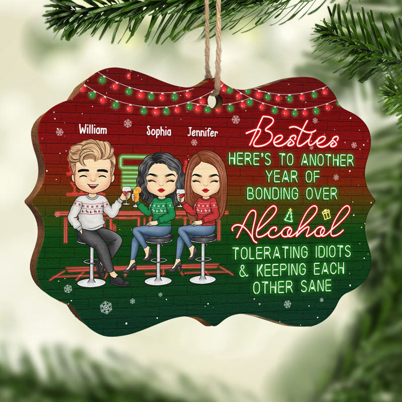 Une année de plus pour rester sains d'esprit - Décoration personnalisée pour meilleure amie - Bois en forme de Benelux - Cadeau de Noël pour meilleures amies, meilleures amies et sœurs